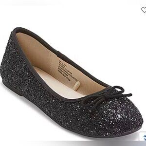 Thereabouts Lexi Ballet Flats - Black Glitter - Big Girl's Size 5